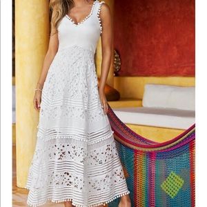 Boston Proper Mixed Media Pom Pom Dress Size Small